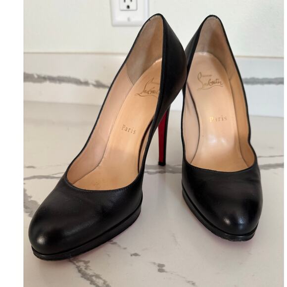 Christian Louboutin Black Leather Filo Platform Pumps Size 36.5 Italy 6.5 US - Picture 1 of 10